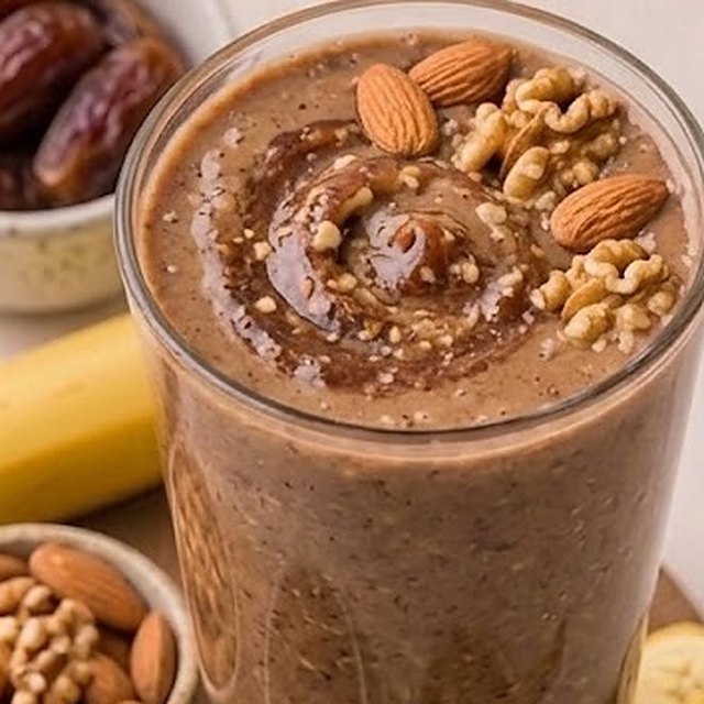 سموذي التمر باللبن والمكسرات